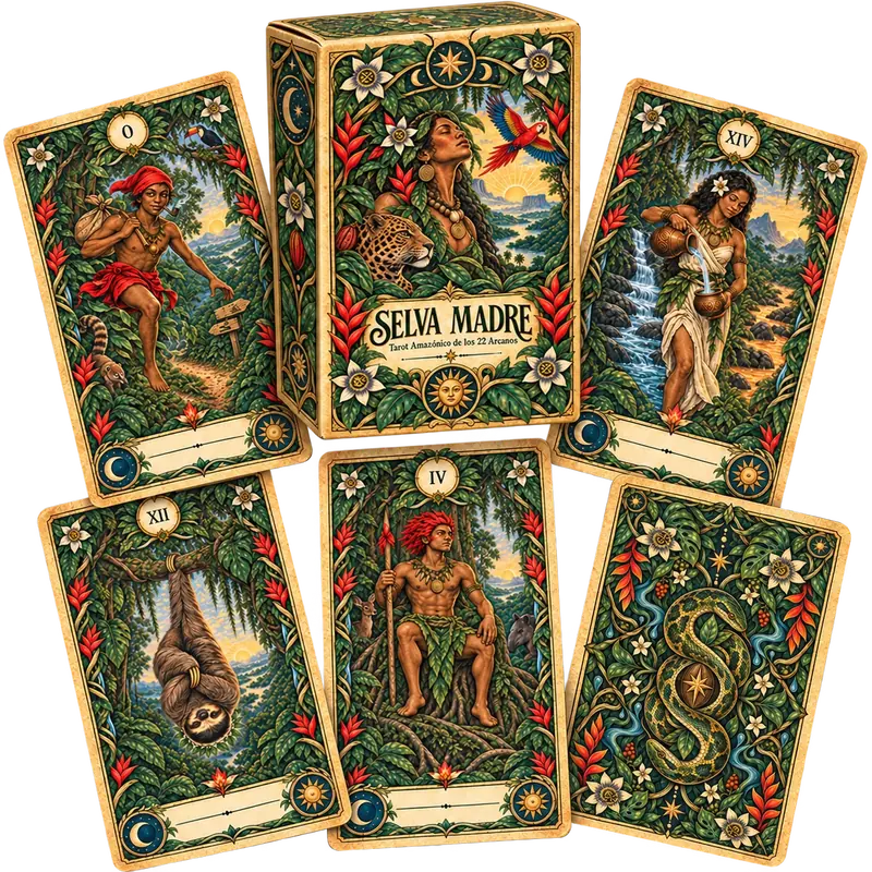 Mazo Selva Madre - Caja y Cartas Inclinadas con Reverso de Lujo