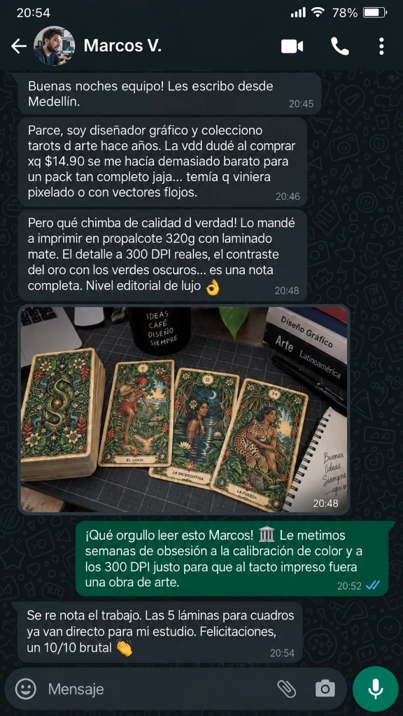 Conversación de WhatsApp con Marcos desde Colombia